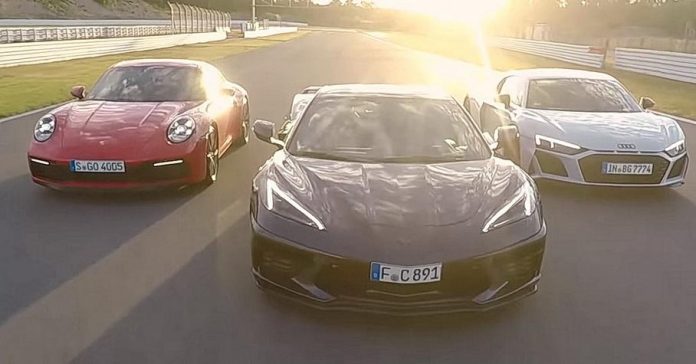 Видео: Chevrolet Corvette C8, Porsche 911 и Audi R8 сразились на гоночной трассе
